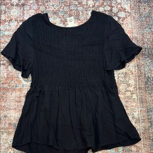 URBAN Romantics Black Smocked Ruffled Blouse